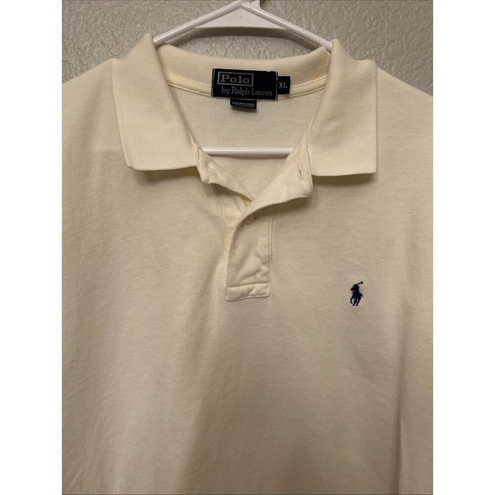 Polo Ralph Lauren Mens Cream Classic Fit Polo‎ Shirt Pony Logo XL